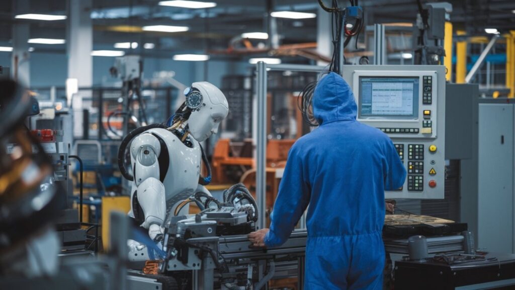 human and machines working side-by-side; harmony